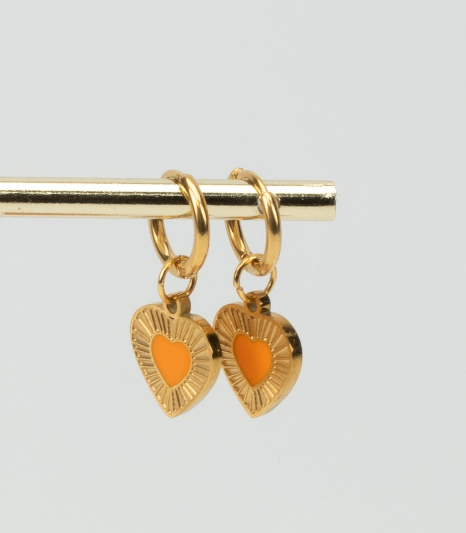OORBELLEN ORANGE HEART