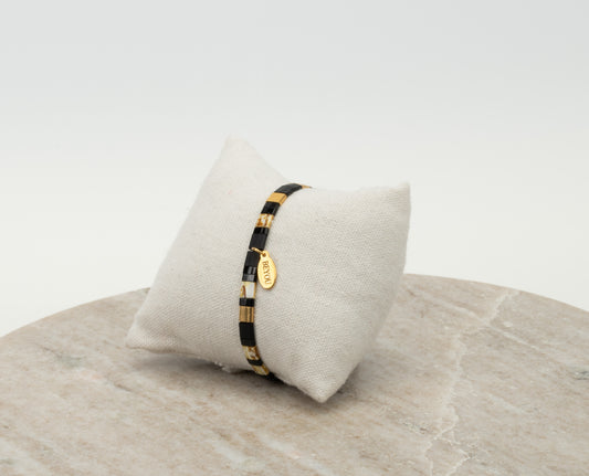 ARMBAND PLATTE KRALEN - BLACK & TIE DYE
