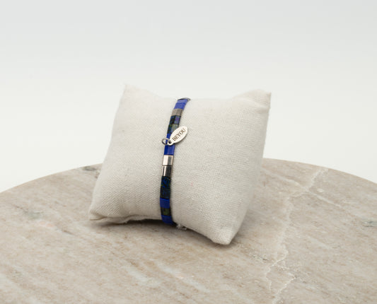 ARMBAND PLATTE KRALEN - BLUE & BLACK