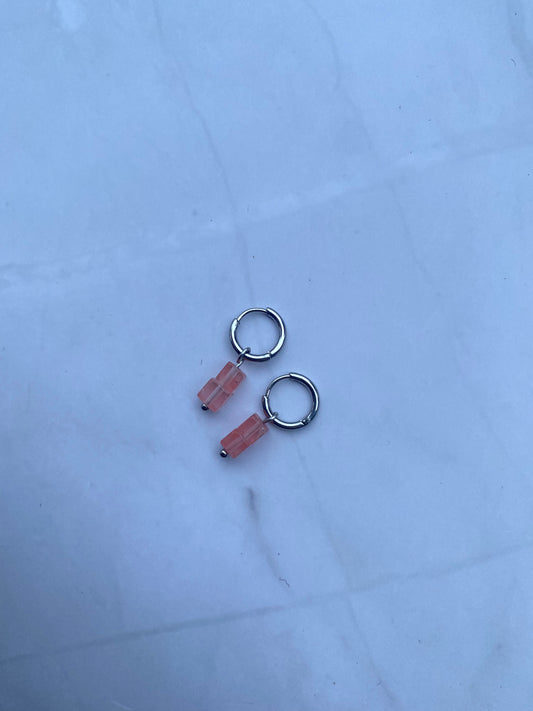 OORBELLEN PINK CUBE
